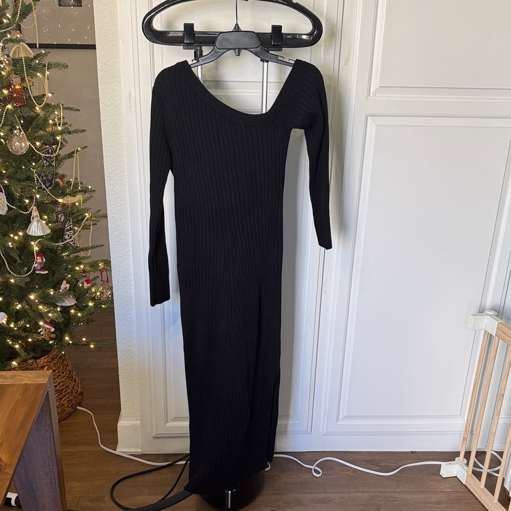 Charles Henry Black Long Sleeve Dress
